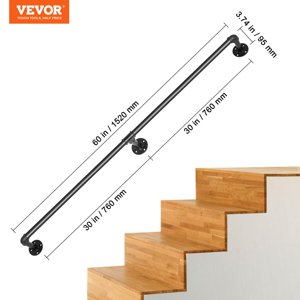 Pasamanos de escalera de tubo VEVOR de 5 pies con capacidad de carga de 440 libras
