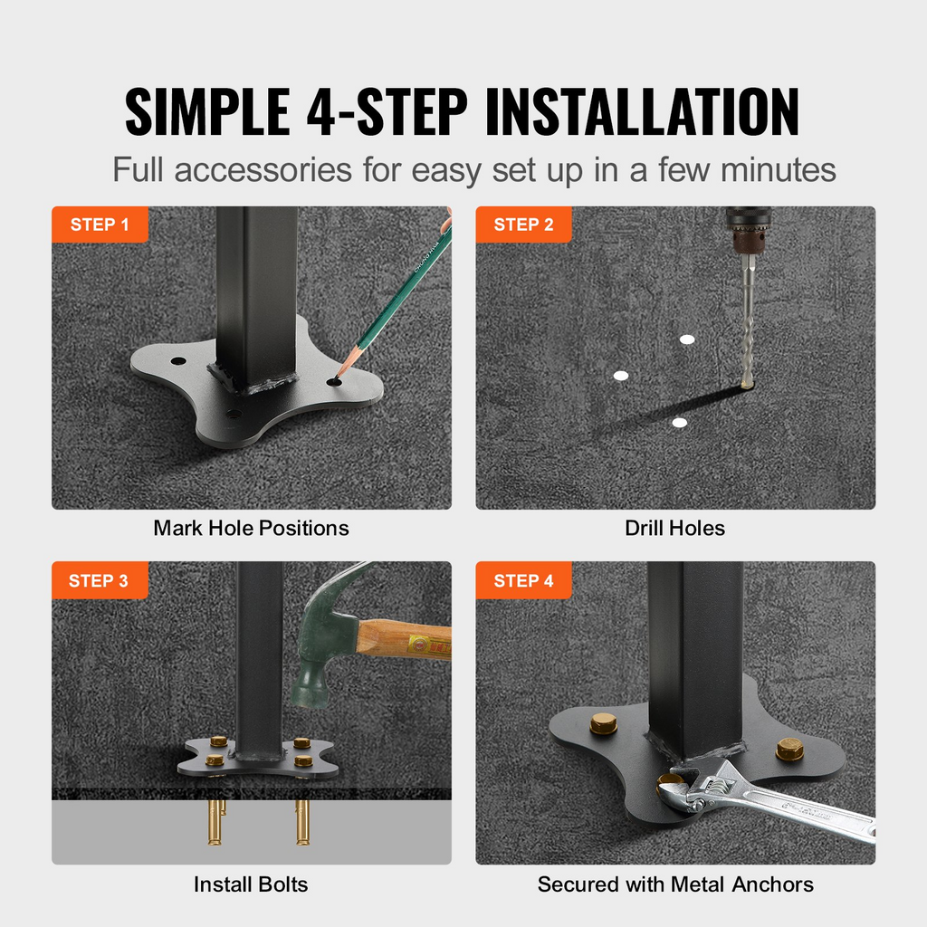 VEVOR Pasamanos de escalera para exteriores aptos para 1-5 escalones ajustable con valla