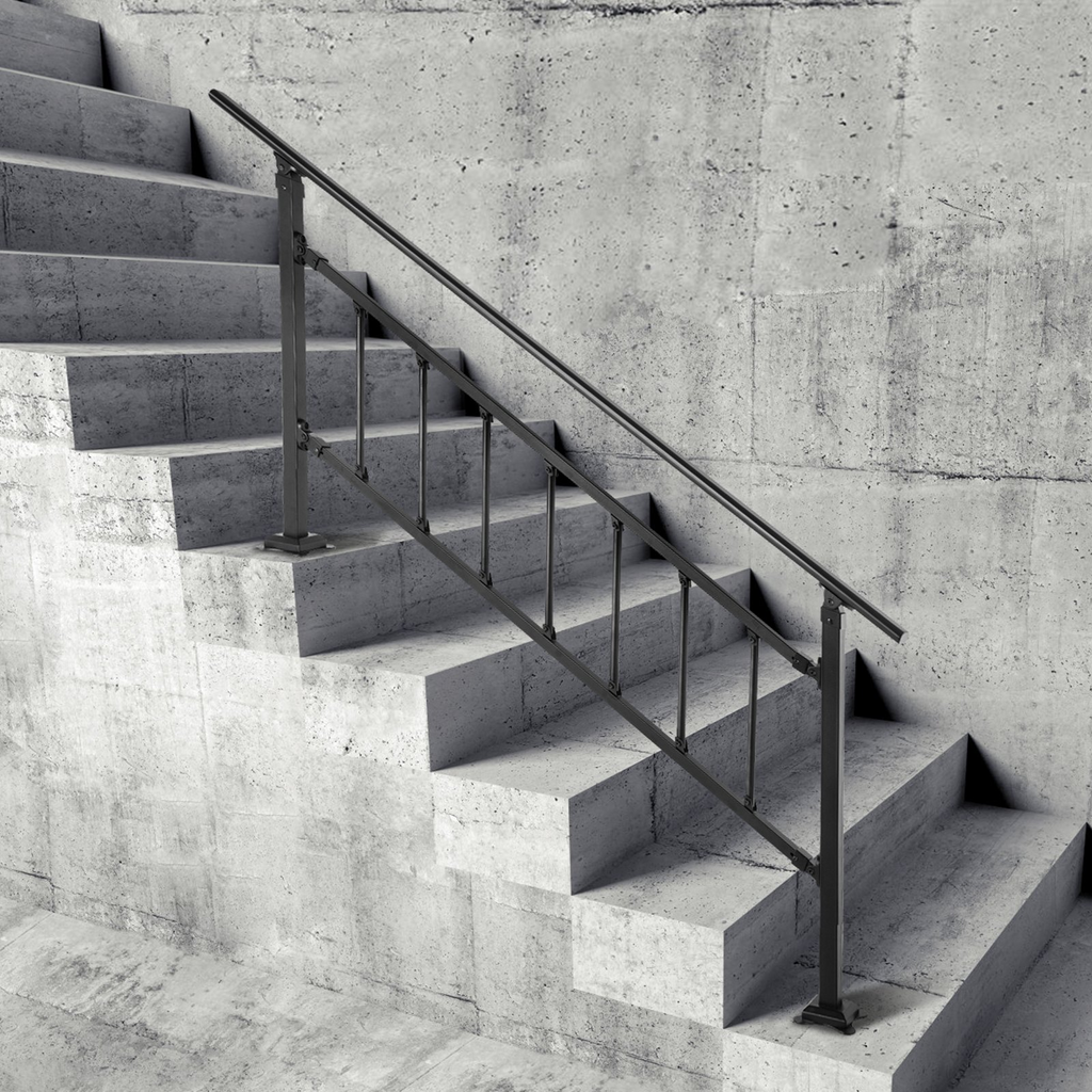 VEVOR Pasamanos de escalera para exteriores aptos para 1-5 escalones ajustable con valla