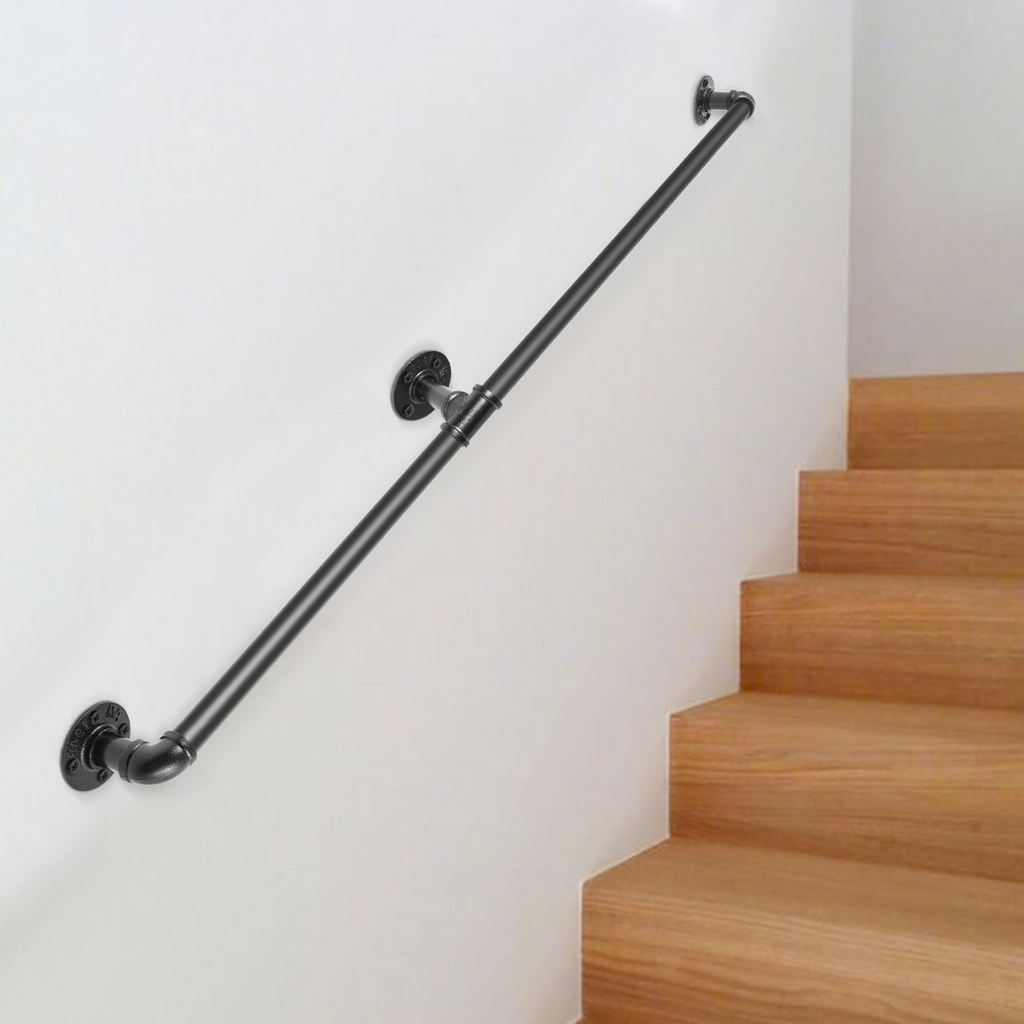 Pasamanos de escalera de tubo VEVOR de 4 pies pasamanos de tubo de acero al carbono con capacidad de carga de 440 libras