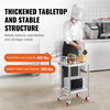 Mesa de trabajo de acero inoxidable VEVOR de 24 x 18 x 34 pulgadas con estante ajustable de 3 niveles y 4 ruedas