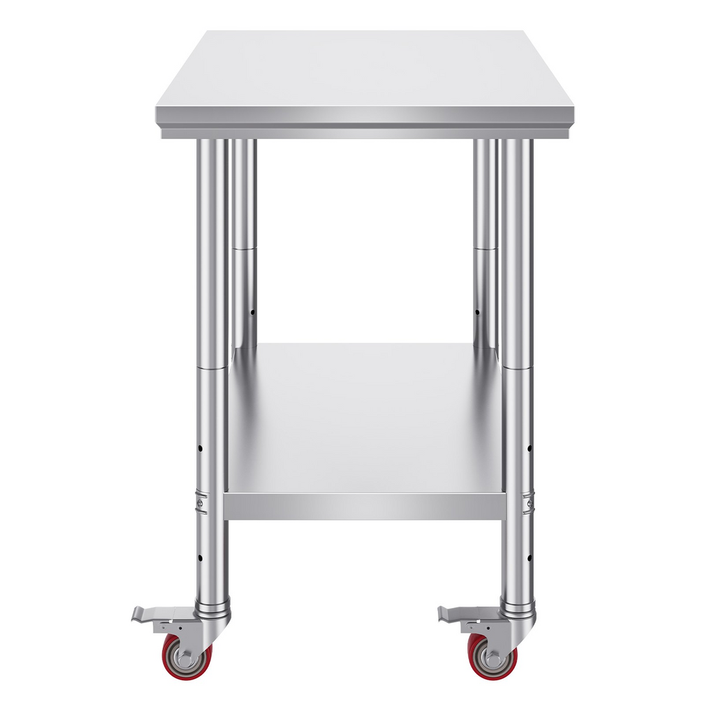 Mesa de trabajo de acero inoxidable VEVOR de 36 x 24 pulgadas con 4 ruedas