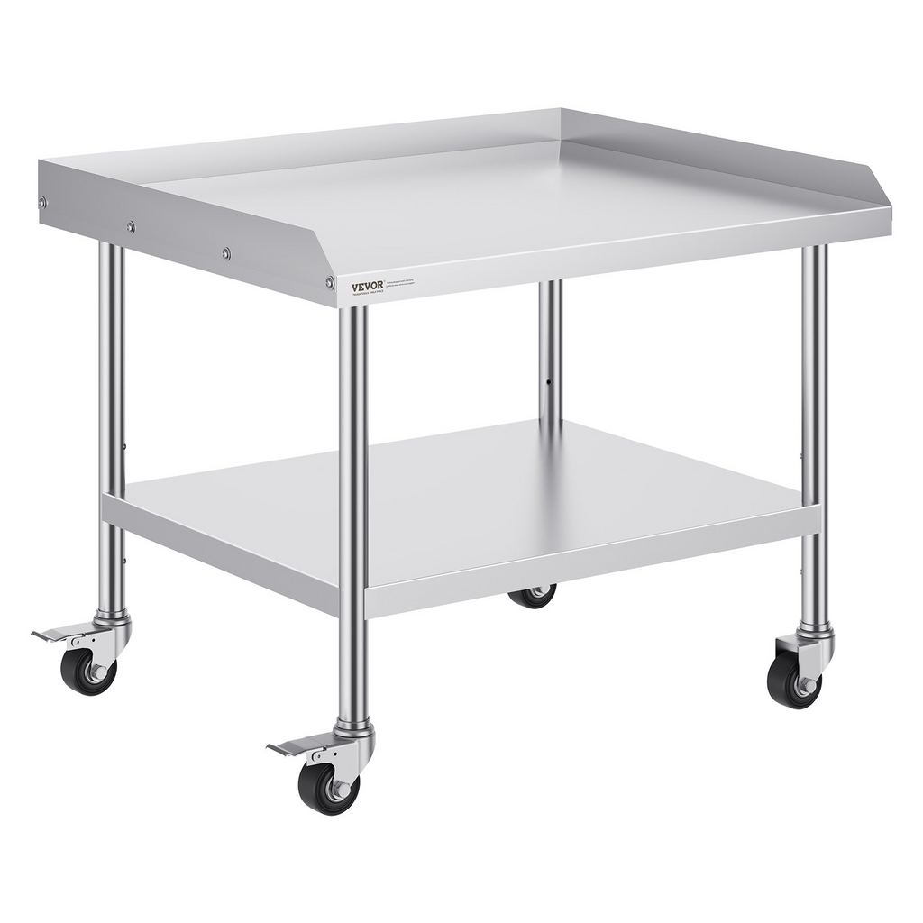 Mesa de trabajo de acero inoxidable VEVOR de 30 x 36 x 30 pulgadas con 4 ruedas