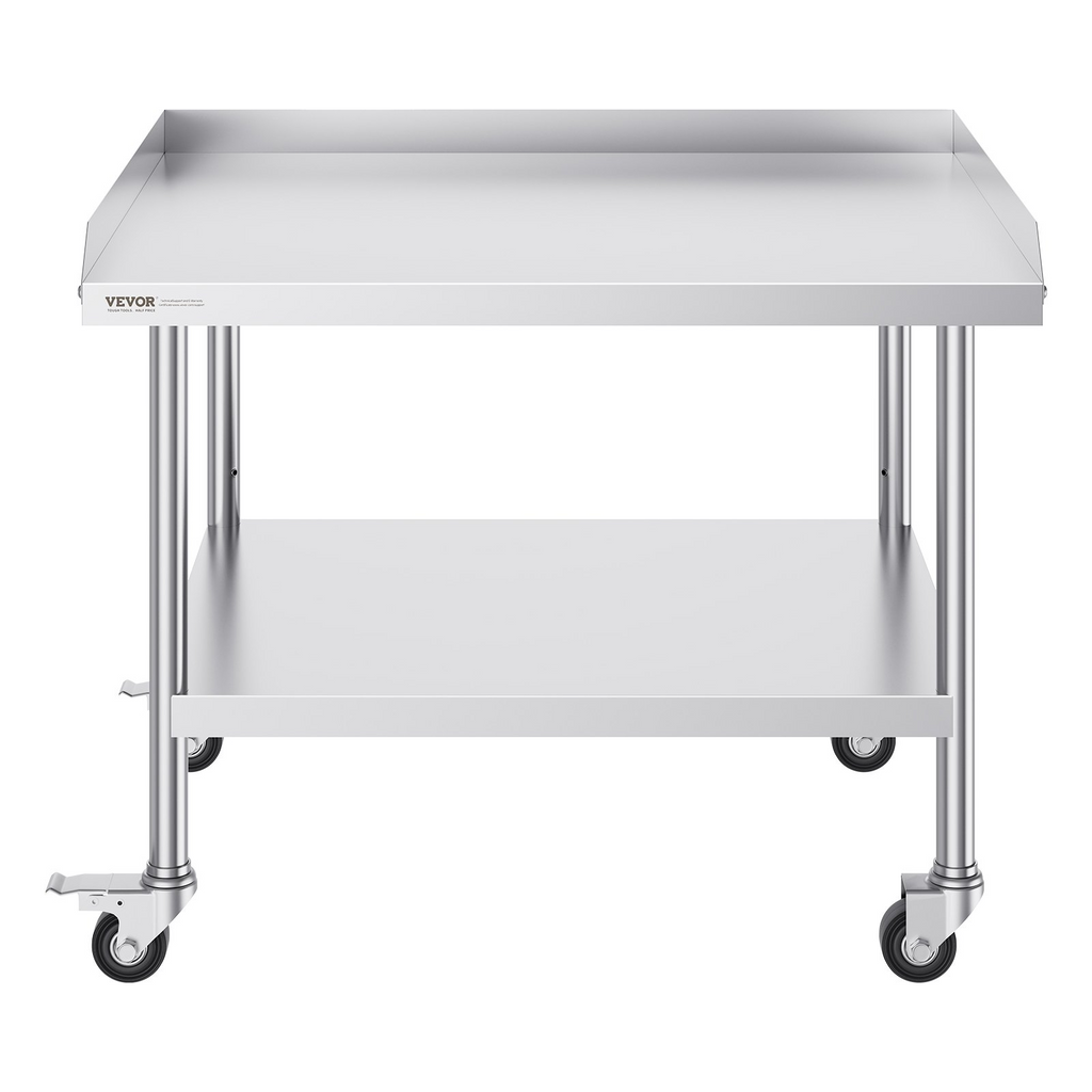 Mesa de trabajo de acero inoxidable VEVOR de 30 x 36 x 30 pulgadas con 4 ruedas