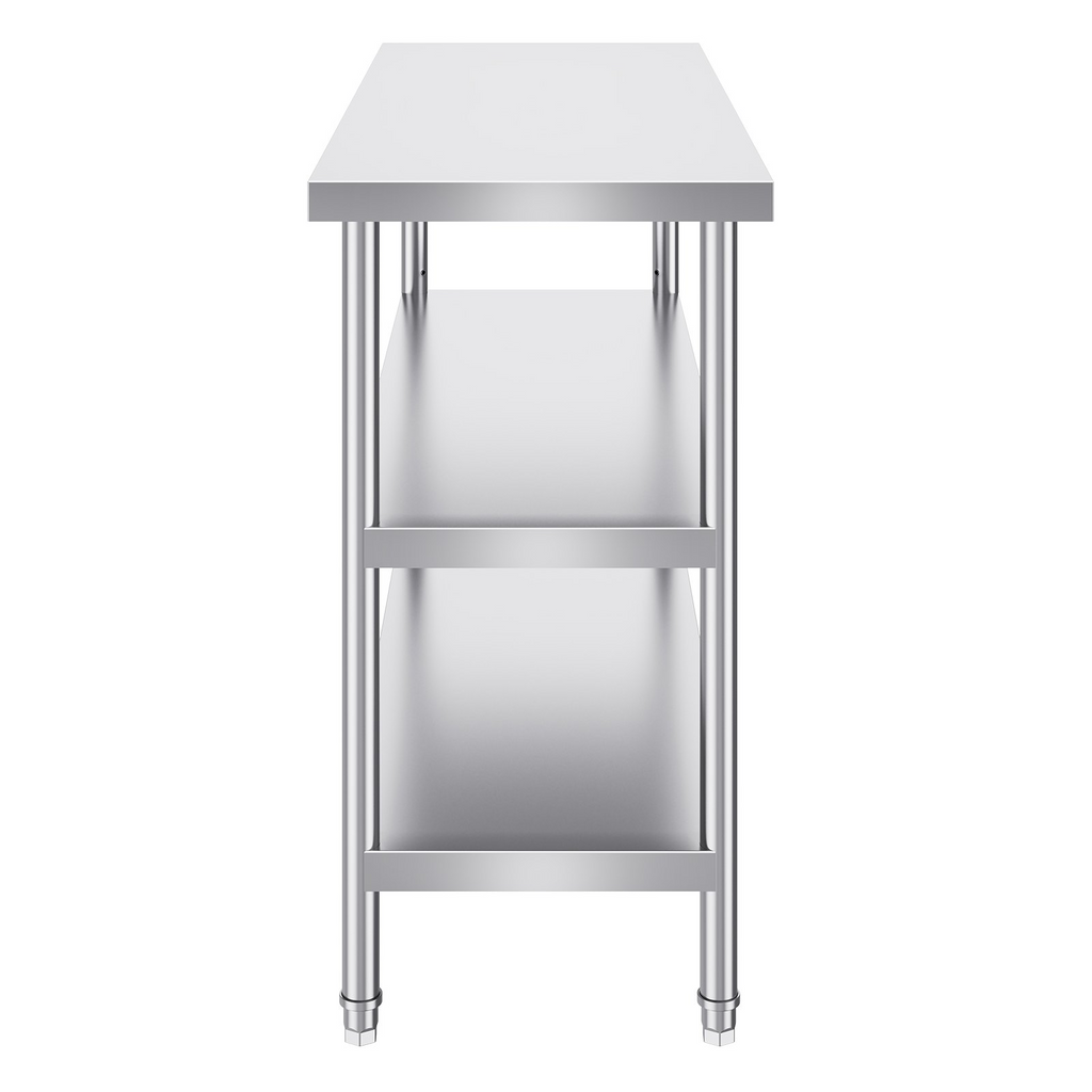 Mesa de preparación de alimentos de acero inoxidable VEVOR de 18 x 48 x 34 pulgadas con 2 estantes inferiores ajustables