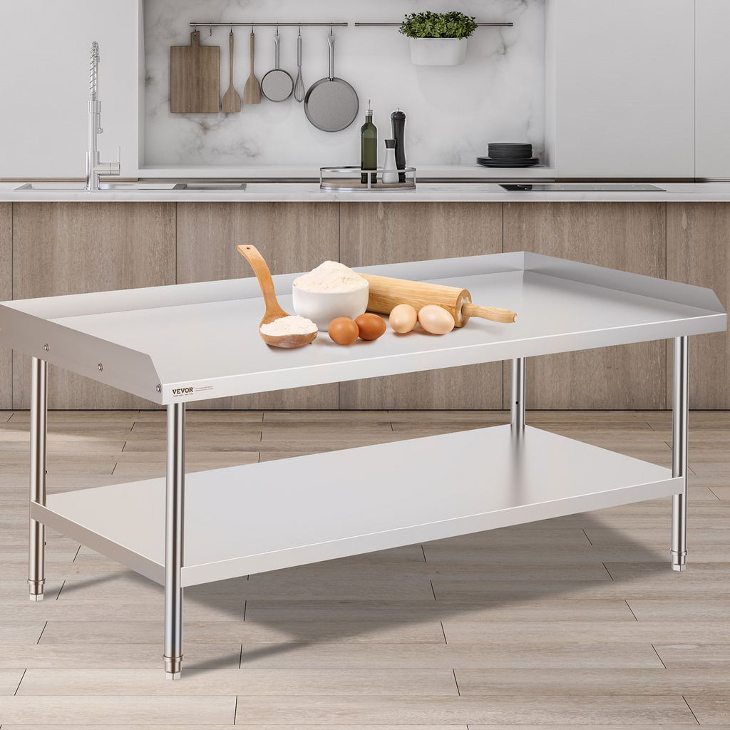 Mesa de trabajo de acero inoxidable VEVOR de 30 x 60 x 26 pulgadas