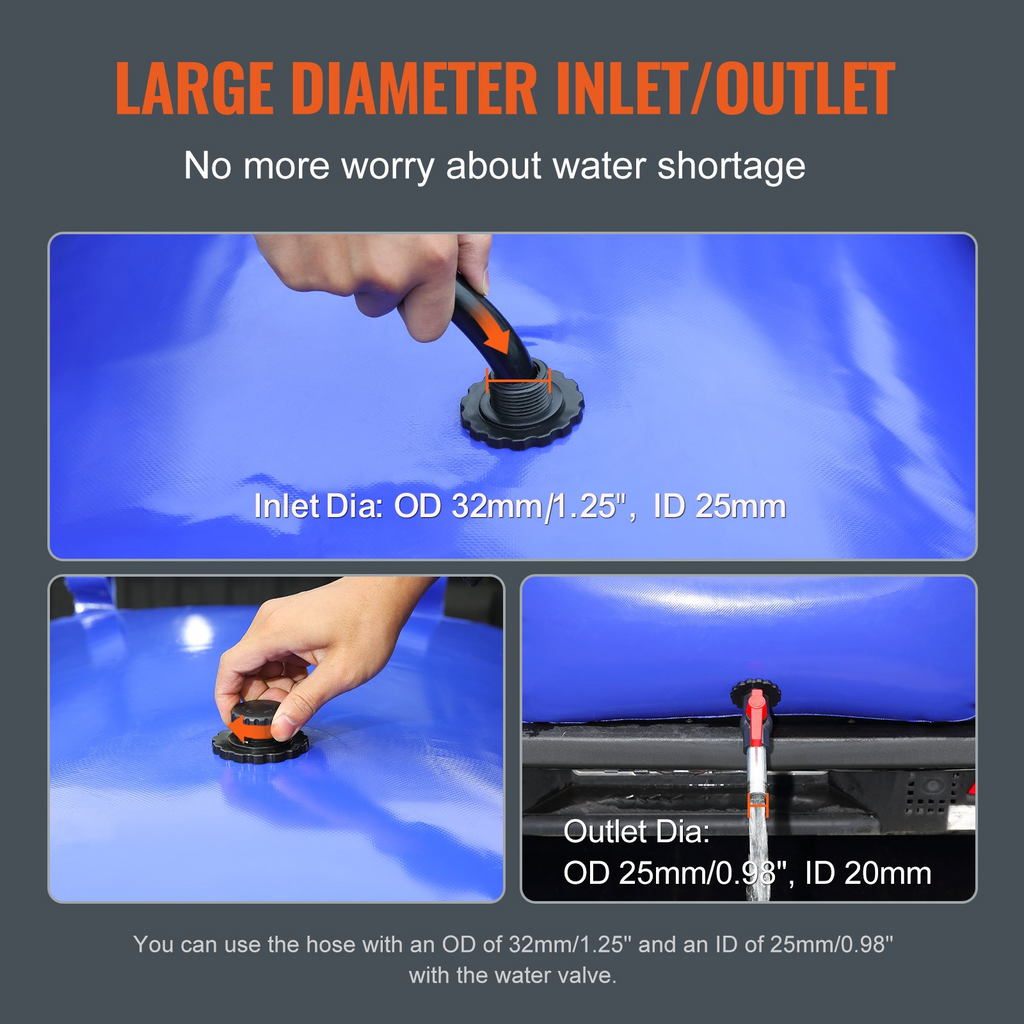 VEVOR - Tanque de agua plegable de 540 l/142,65 galones de PVC azul 1000D