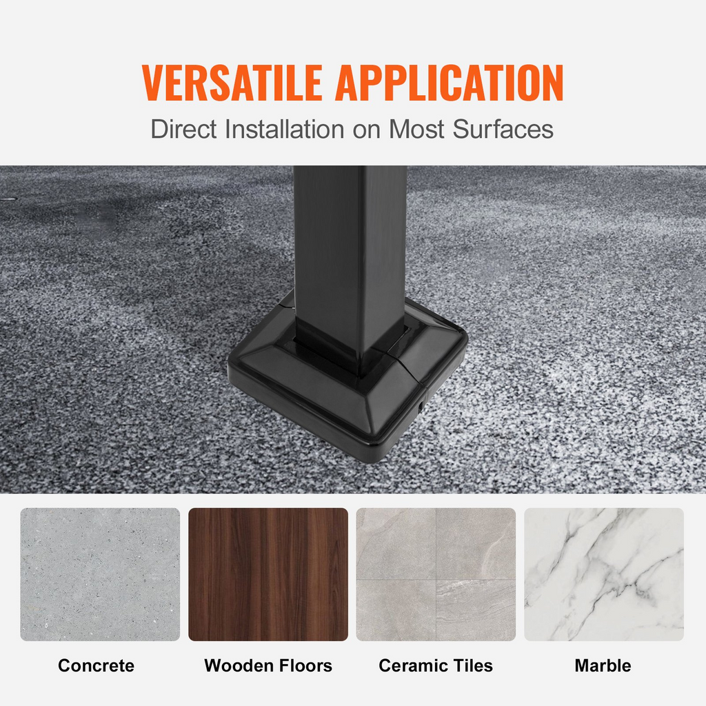 VEVOR Handrails for Outdoor Steps, Fit 1 or 2 Steps Outdoor Stair Railing, Arch#1 Wrought Iron Handrail, Flexible Porch Railing, Black Transitional Handrails for Concrete Steps or Wooden Stairs