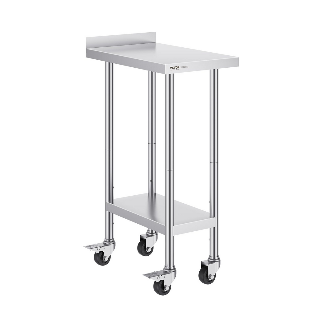 Mesa de trabajo de acero inoxidable VEVOR de 24 x 15 x 40 pulgadas