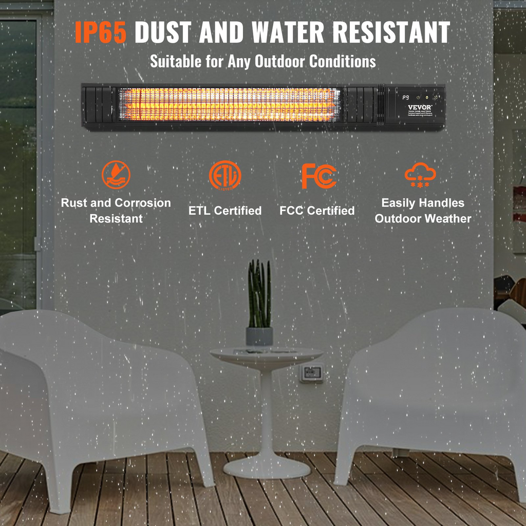 VEVOR Calentador infrarrojo 1500 W infrarrojo eléctrico de control remoto
