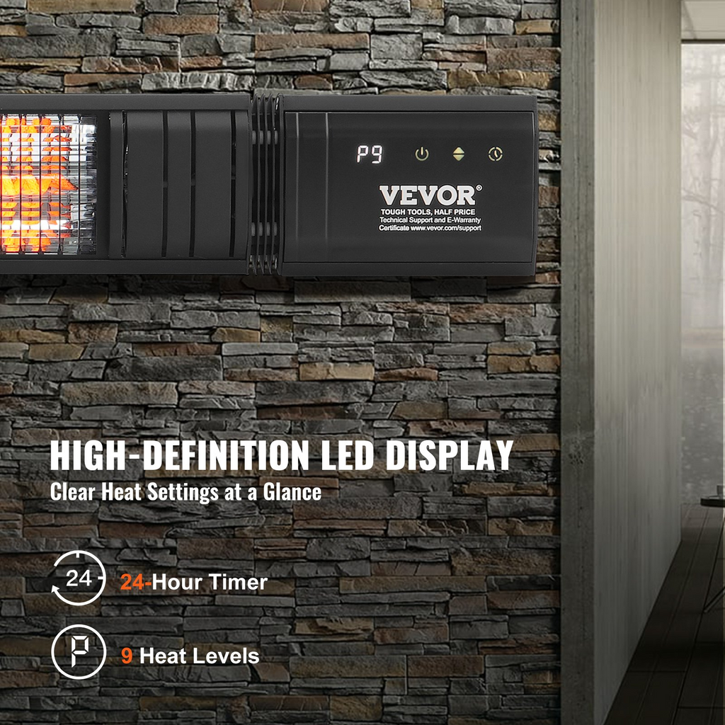 VEVOR Calentador infrarrojo 1500 W infrarrojo eléctrico de control remoto