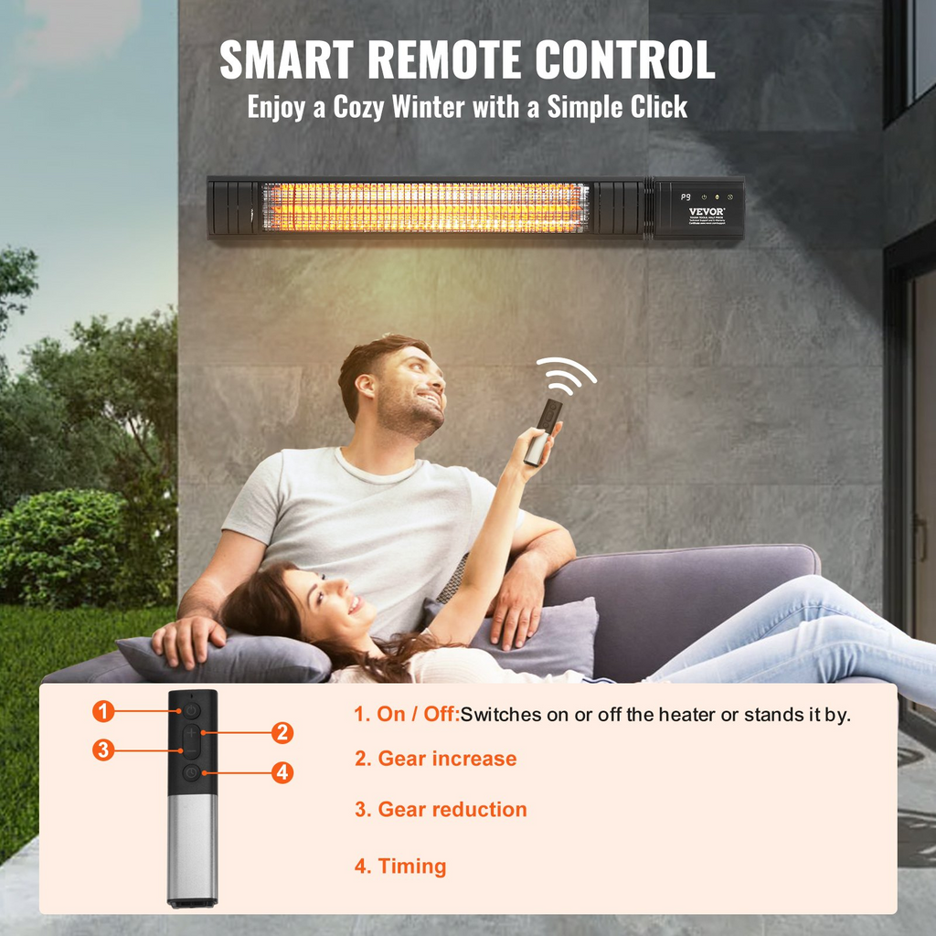 VEVOR Calentador infrarrojo 1500 W infrarrojo eléctrico de control remoto