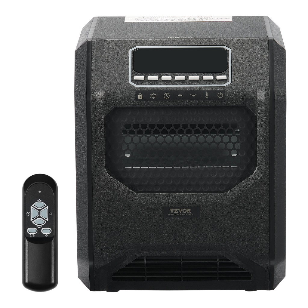 VEVOR Calentador infrarrojo eléctrico de espacio con control remoto de 1500 W con 3 velocidades y temporizador y protección contra sobrecalentamiento