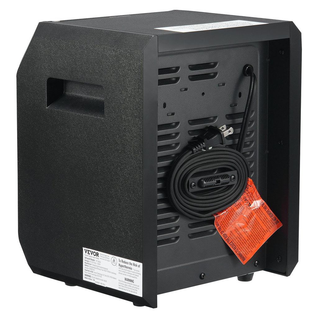 VEVOR Calentador infrarrojo eléctrico de espacio con control remoto de 1500 W con 3 velocidades y temporizador y protección contra sobrecalentamiento