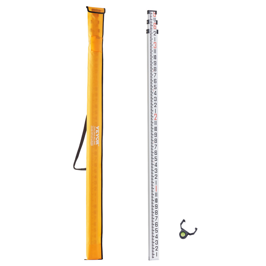 VEVOR - Varilla de medición de aluminio de 9 pies/8 3 secciones varilla de nivelación de 1/8 pulgadas