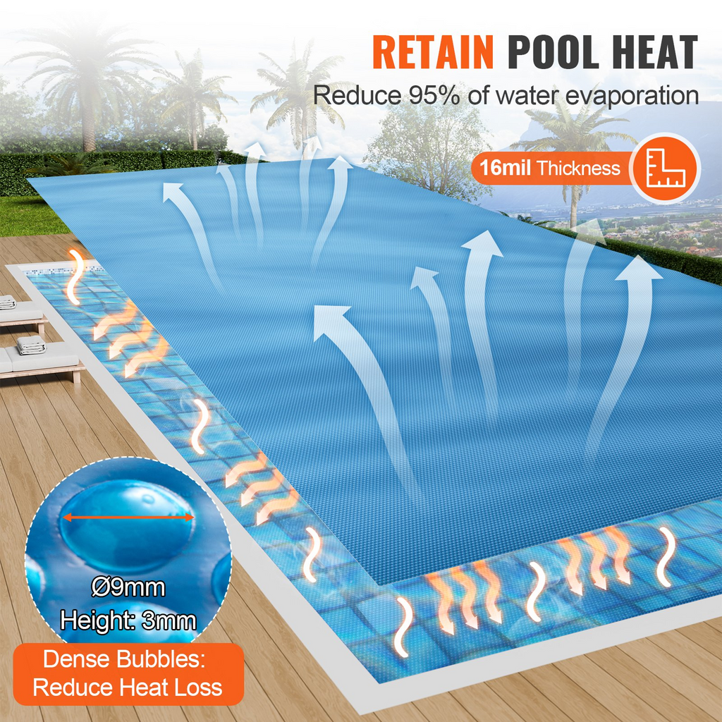 VEVOR - Cubierta solar para piscina rectangular de 8,5 x 4,3 m