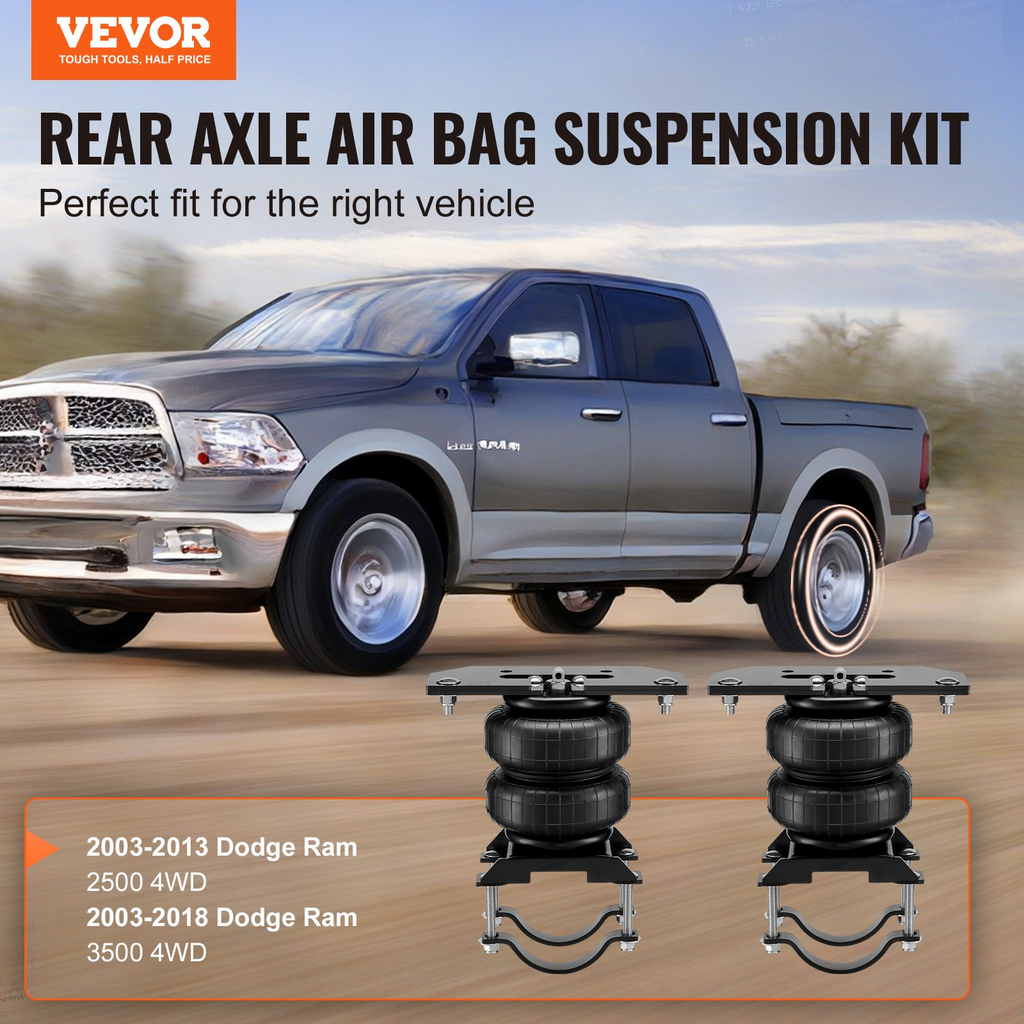 Kit de suspensión de aire VEVOR compatible con Dodge Ram 2500 4WD 2003-2013 y 3500 4WD 2003-2018 carga 5000 lb 5-100 PSI