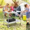 Mesa de trabajo de acero inoxidable VEVOR de 30 x 48 x 38 pulgadas con 4 ruedas 3 niveles de altura ajustables
