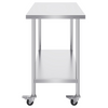 Mesa de trabajo de acero inoxidable VEVOR de 30 x 48 x 38 pulgadas con 4 ruedas 3 niveles de altura ajustables