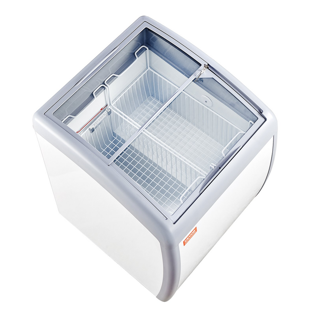 Vitrina comercial para helados VEVOR de 5,4 pies cúbicos con 2 cestas de alambre 2 puertas corredizas de vidrio