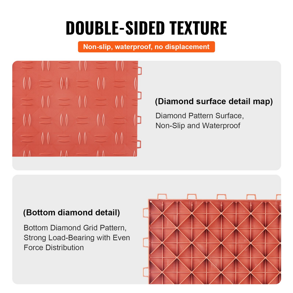 VEVOR Azulejos entrelazados para garaje 12 x 12 x 0,53 pulgadas paquete de 25 baldosas para revestimiento de suelo