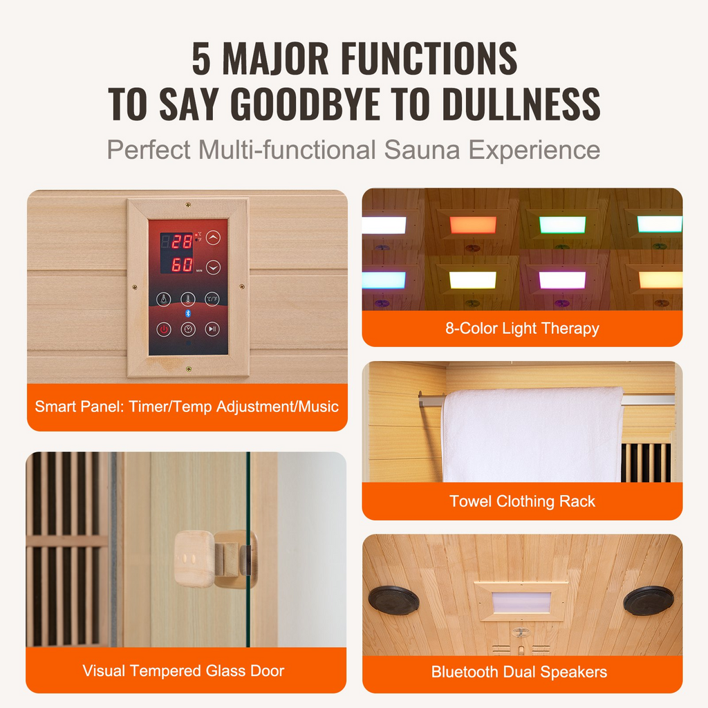 Sauna de madera de infrarrojos para una sola persona 1140 W