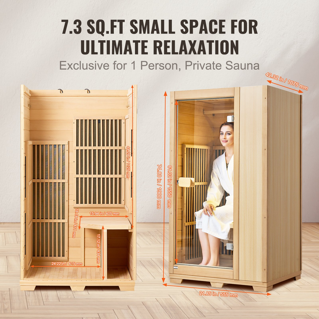 Sauna de madera de infrarrojos para una sola persona 1140 W