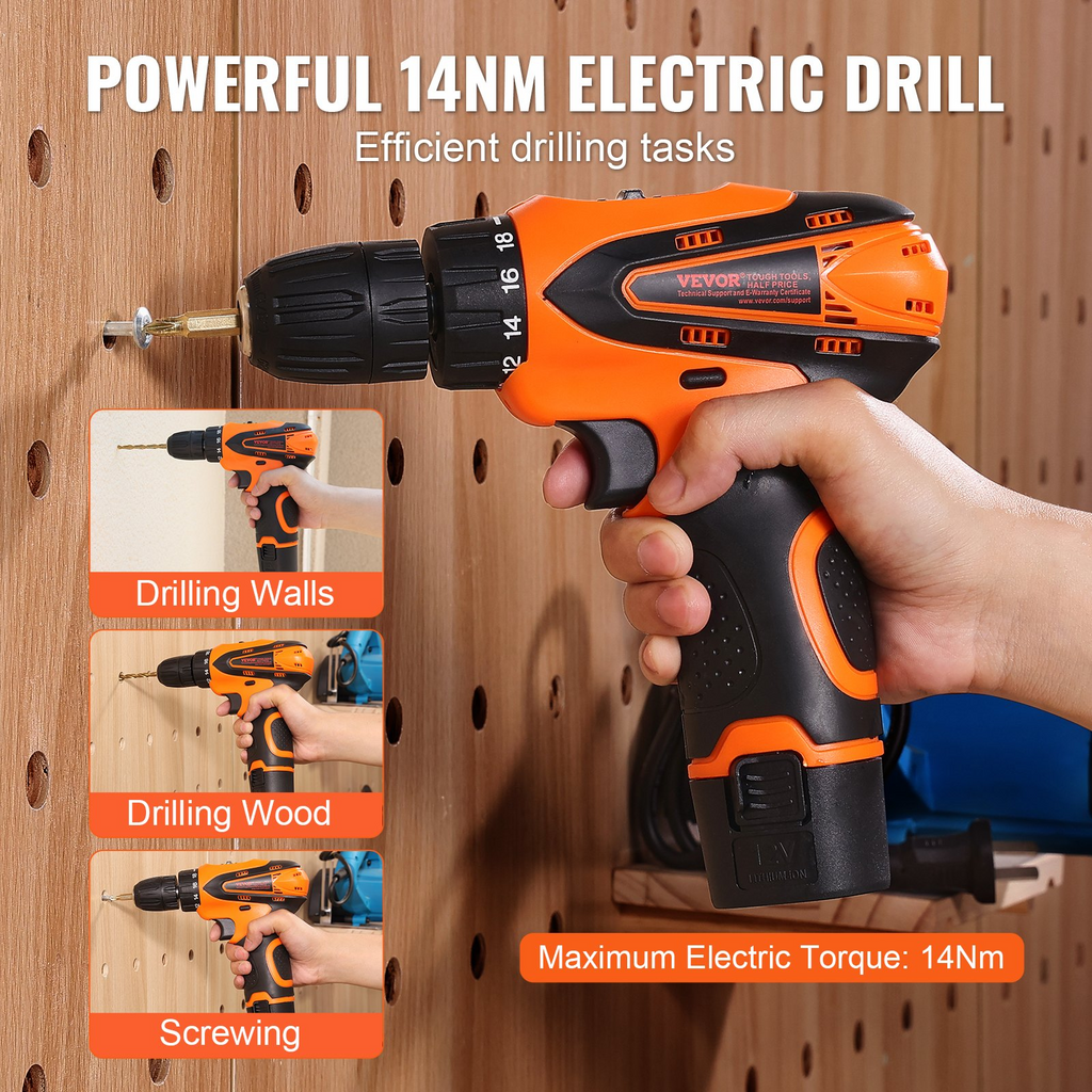 VEVOR Kit de herramientas de 146 piezas con taladro eléctrico y estuche de almacenamiento