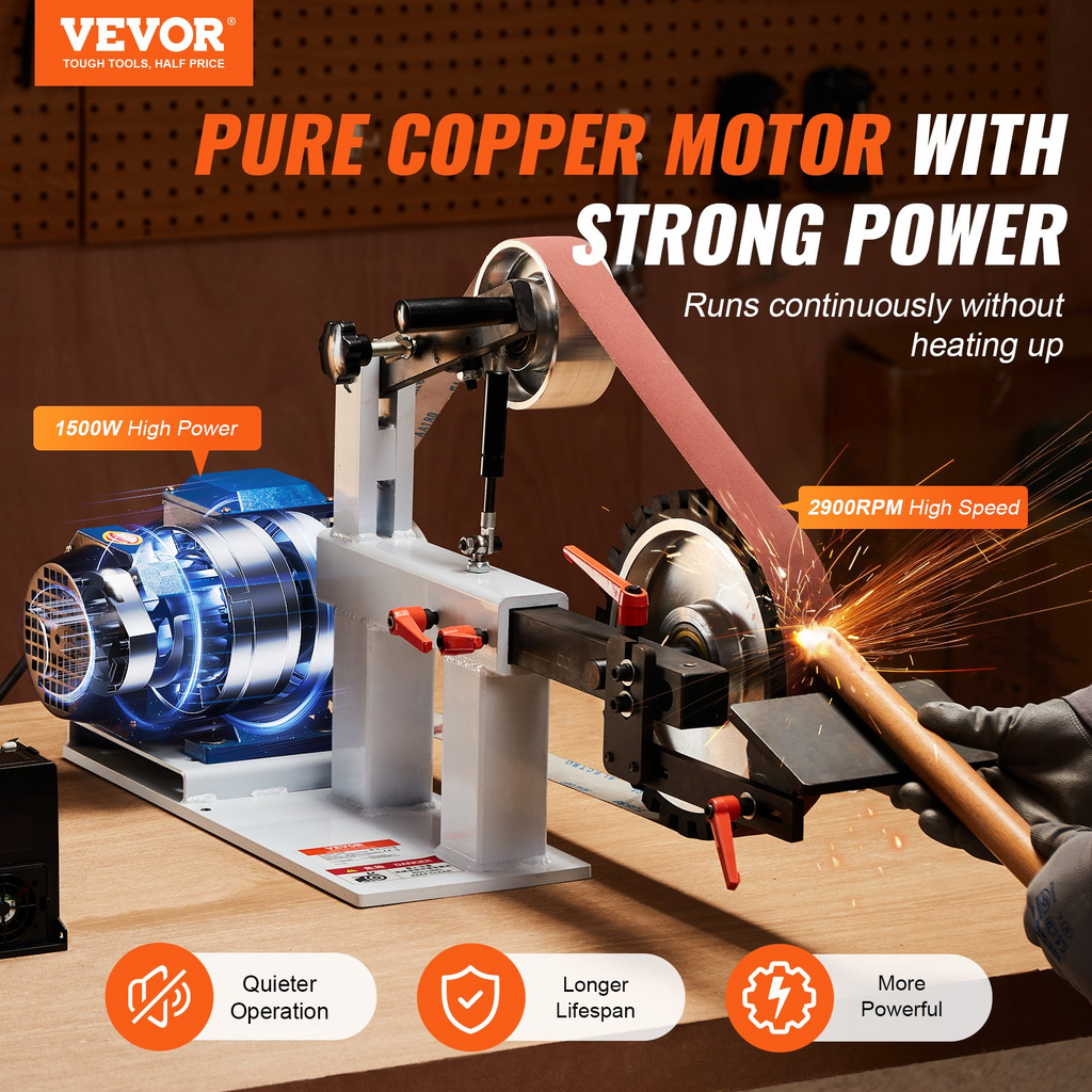 Lijadora de banda VEVOR 72 x 2 pulgadas con VFD 1500 W y 2 HP