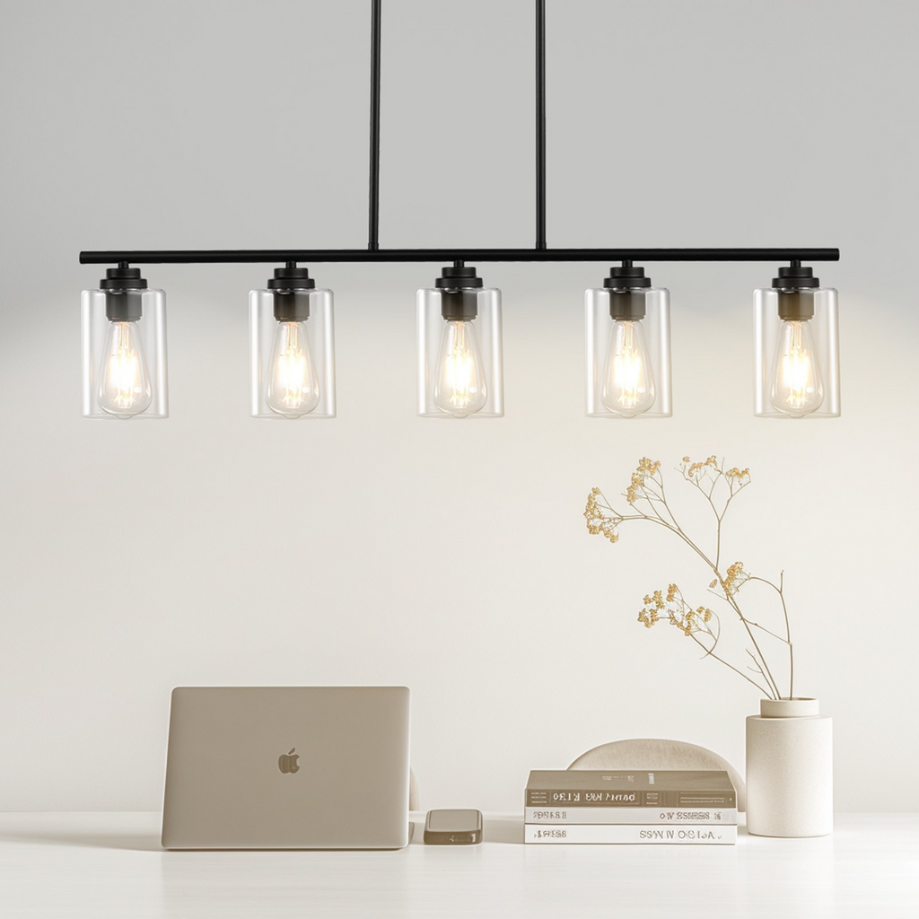 Lámpara colgante de 5 luces para cocina VEVOR 60 W ajustable para comedor E26