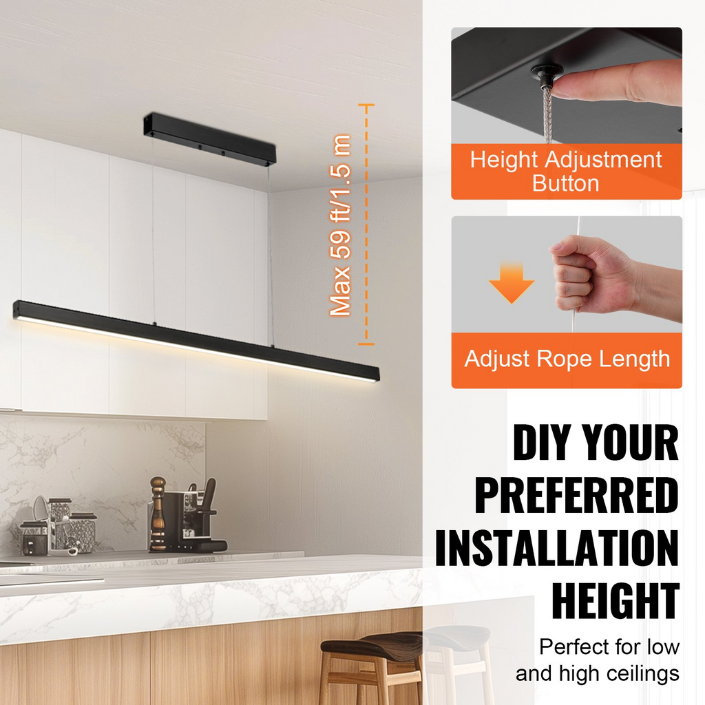 Lámpara colgante lineal regulable VEVOR 20 W 47 pulgadas