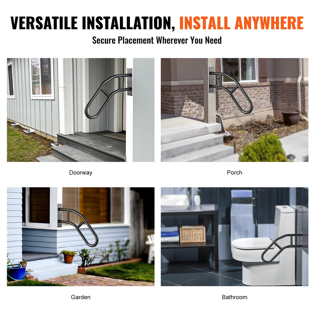 Pasamanos VEVOR para escaleras exteriores de seguridad de 32" para montaje en pared para 1-3 escalones