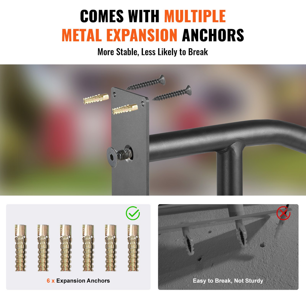 Pasamanos VEVOR para escaleras exteriores Pasamanos de seguridad de 29" para montaje en pared para 1-3 escalones