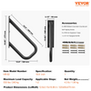 Pasamanos VEVOR para escaleras exteriores de 18,9" para montaje en pared para 1 o 2 escalones