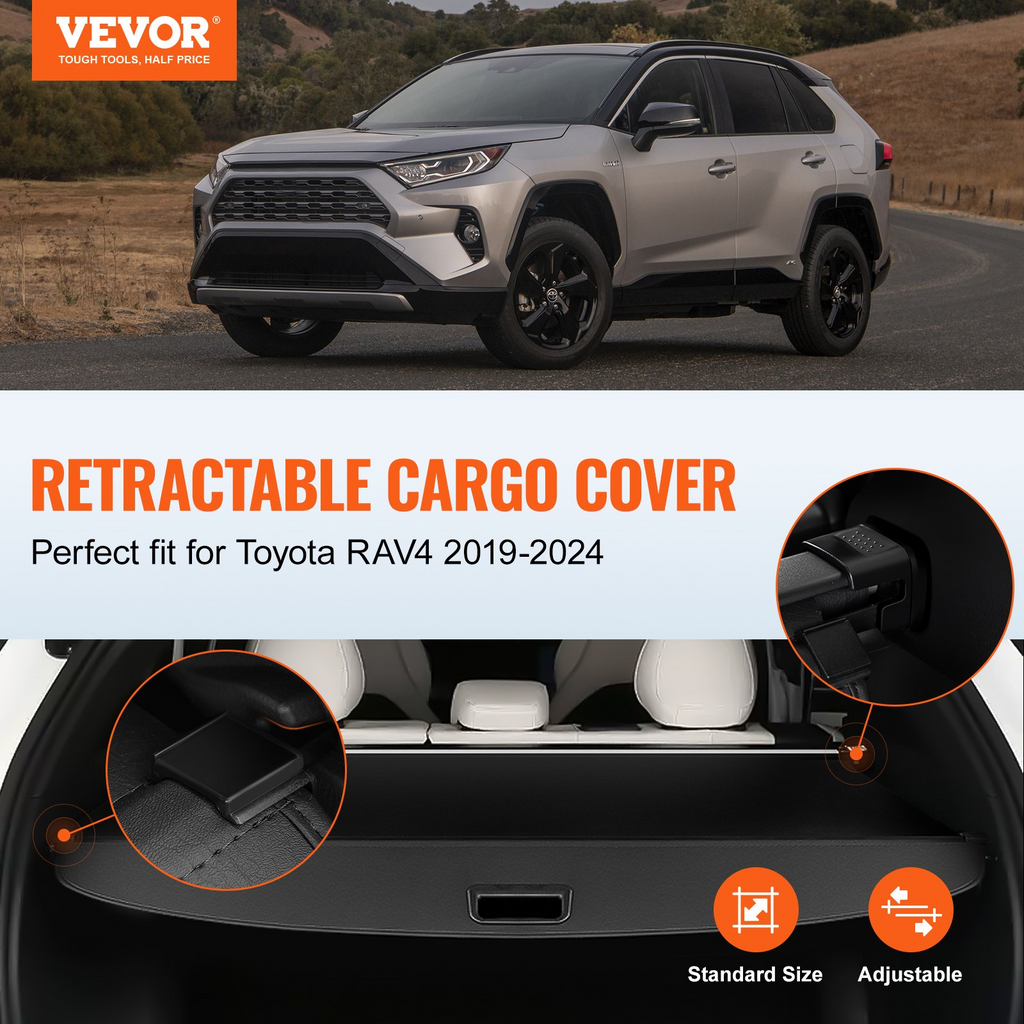 Cubierta de carga retráctil VEVOR para Toyota RAV4 2019-2024