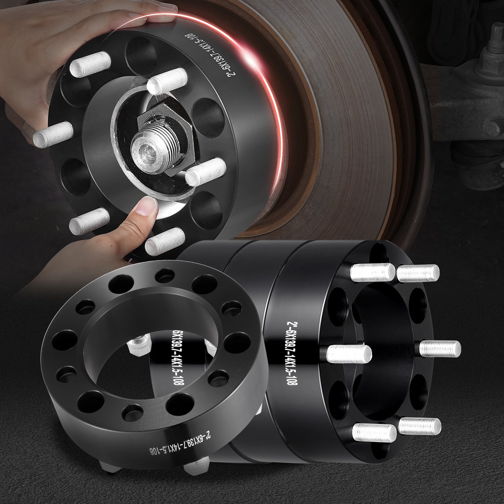 Espaciadores de rueda VEVOR de 2" 6" x 5,5" Adaptadores de rueda Espaciador forjado de 6 espárragos 4 piezas Negro