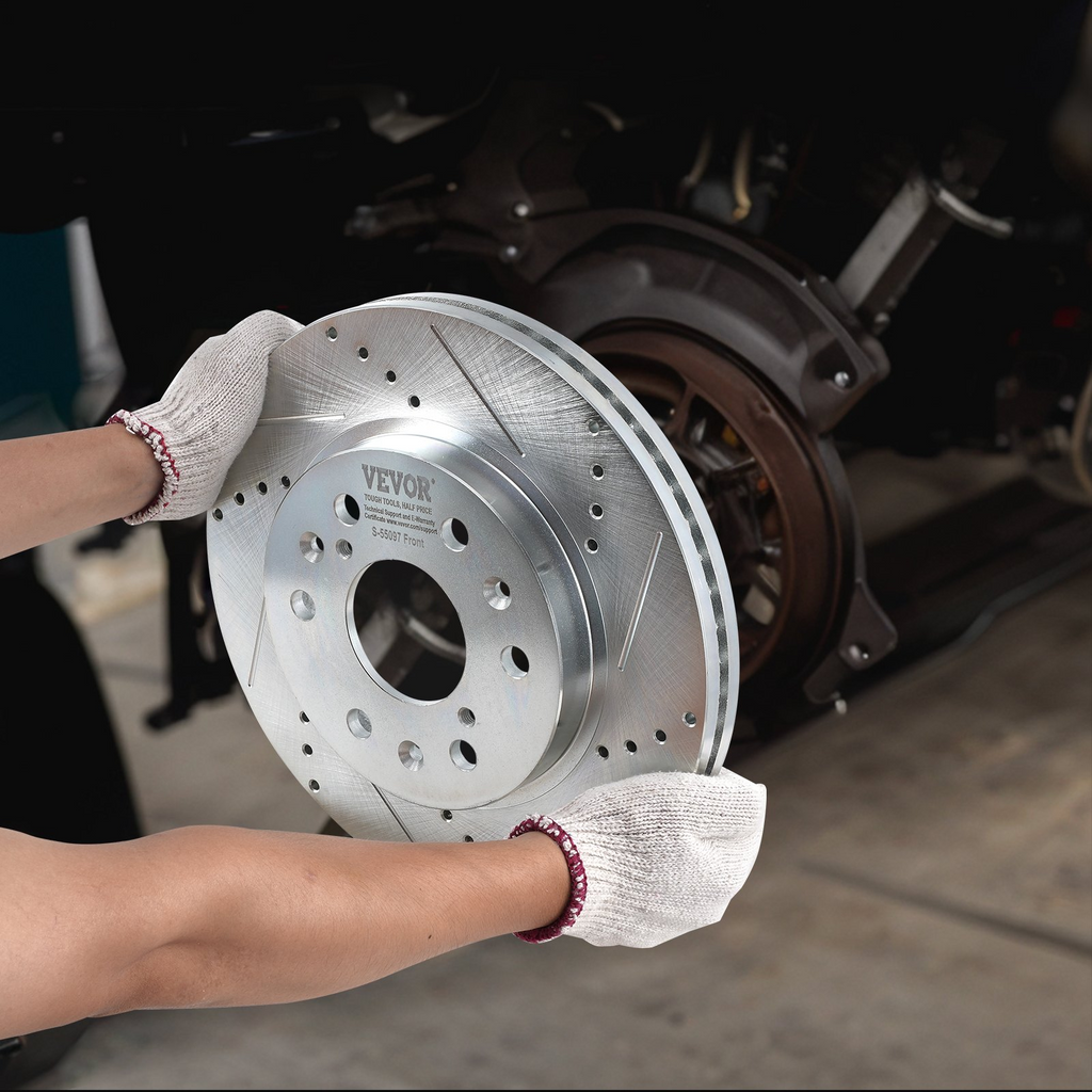 Kit de pastillas de freno delanteras y traseras ranuradas y perforadas VEVOR para Chevy Silverado GMC