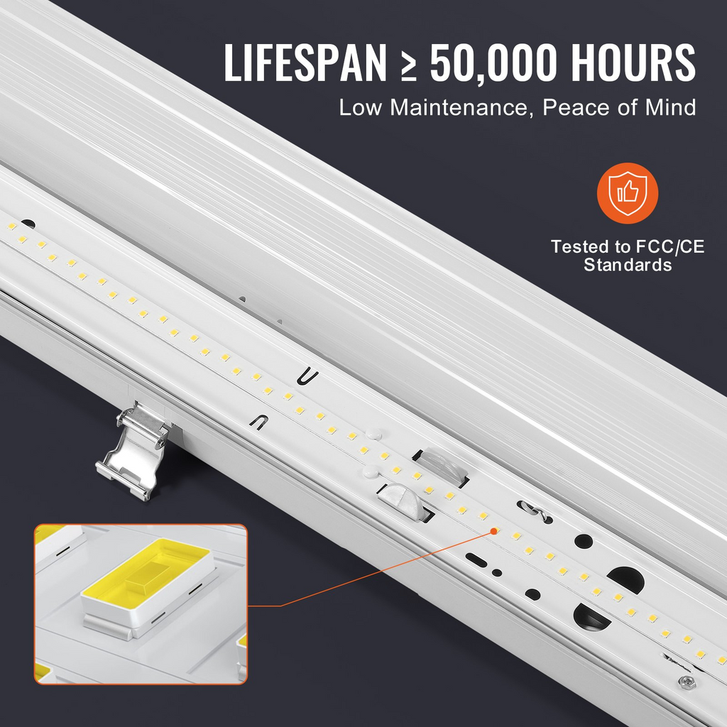 VEVOR 4 piezas de luz LED hermética de 4 pies 60 W/50 W/40 W seleccionable 5400/6400/7400 lm