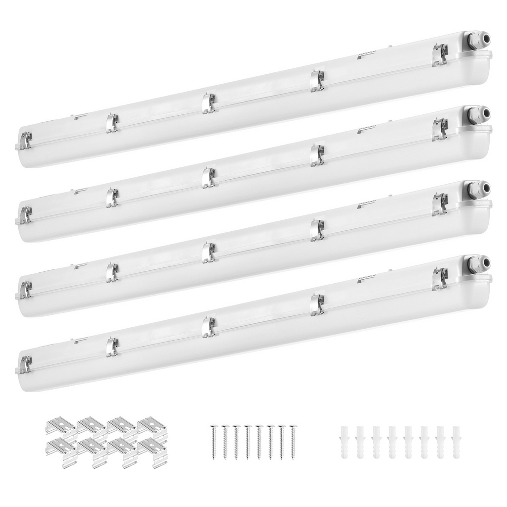VEVOR 4 piezas de luz LED hermética de 4 pies 60 W/50 W/40 W seleccionable 5400/6400/7400 lm