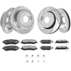 Kit de pastillas de freno delanteras y traseras ranuradas y perforadas VEVOR para Jeep Wrangler 07-2017