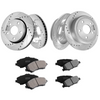 Kit de pastillas de freno delanteras y traseras ranuradas y perforadas VEVOR para Jeep Wrangler 07-2017