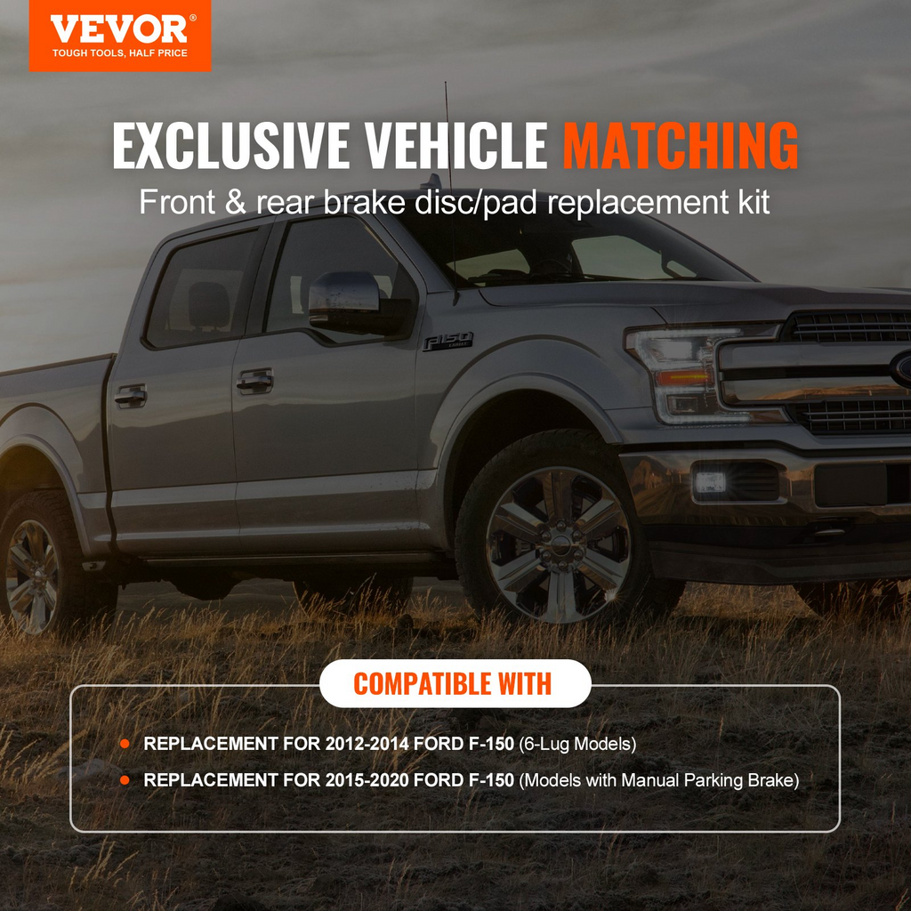 Kit de pastillas de freno delanteras y traseras ranuradas y perforadas VEVOR para Ford F-150 2012-2020