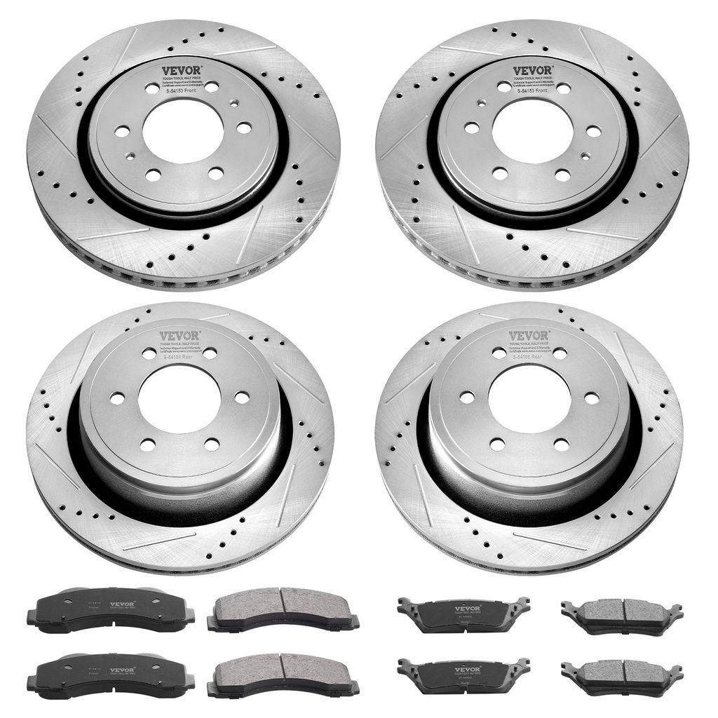 Kit de pastillas de freno delanteras y traseras ranuradas y perforadas VEVOR para Ford F-150 2012-2020