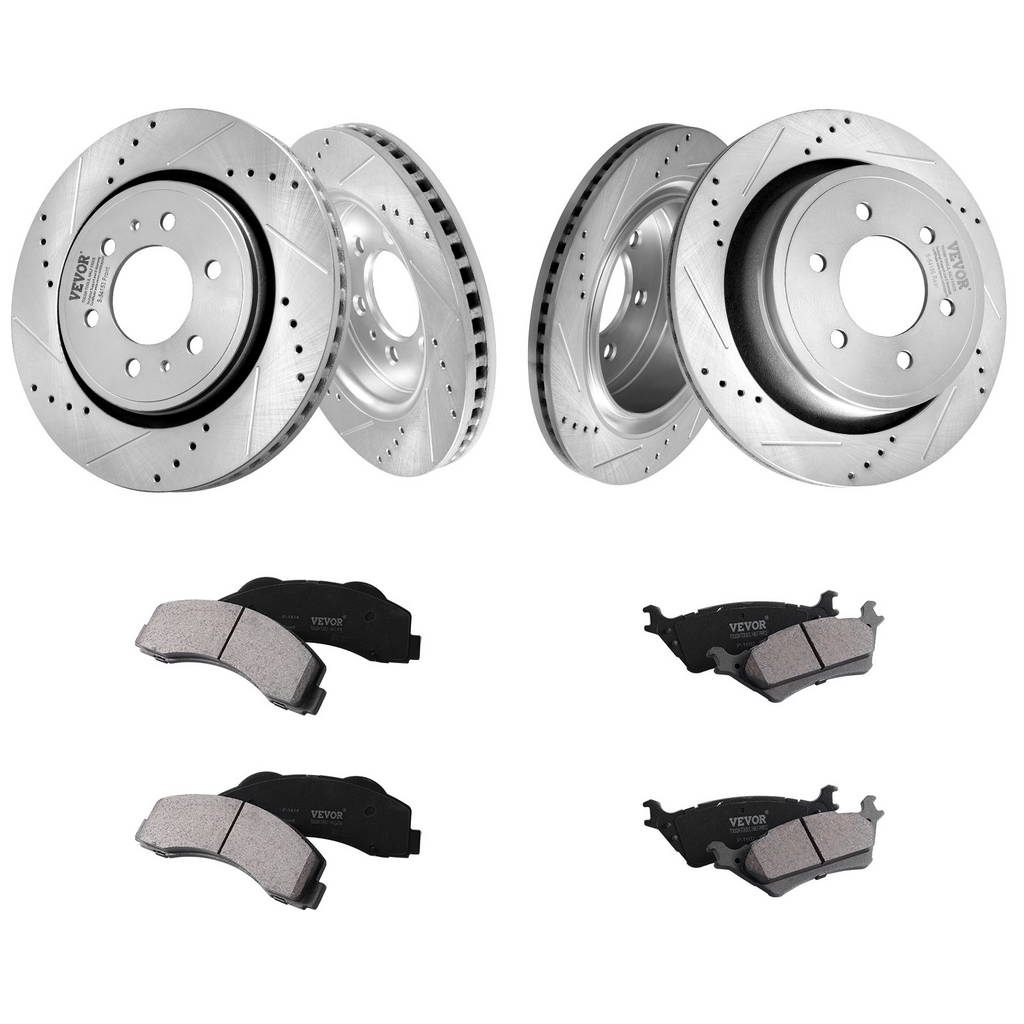 Kit de pastillas de freno delanteras y traseras ranuradas y perforadas VEVOR para Ford F-150 2012-2020