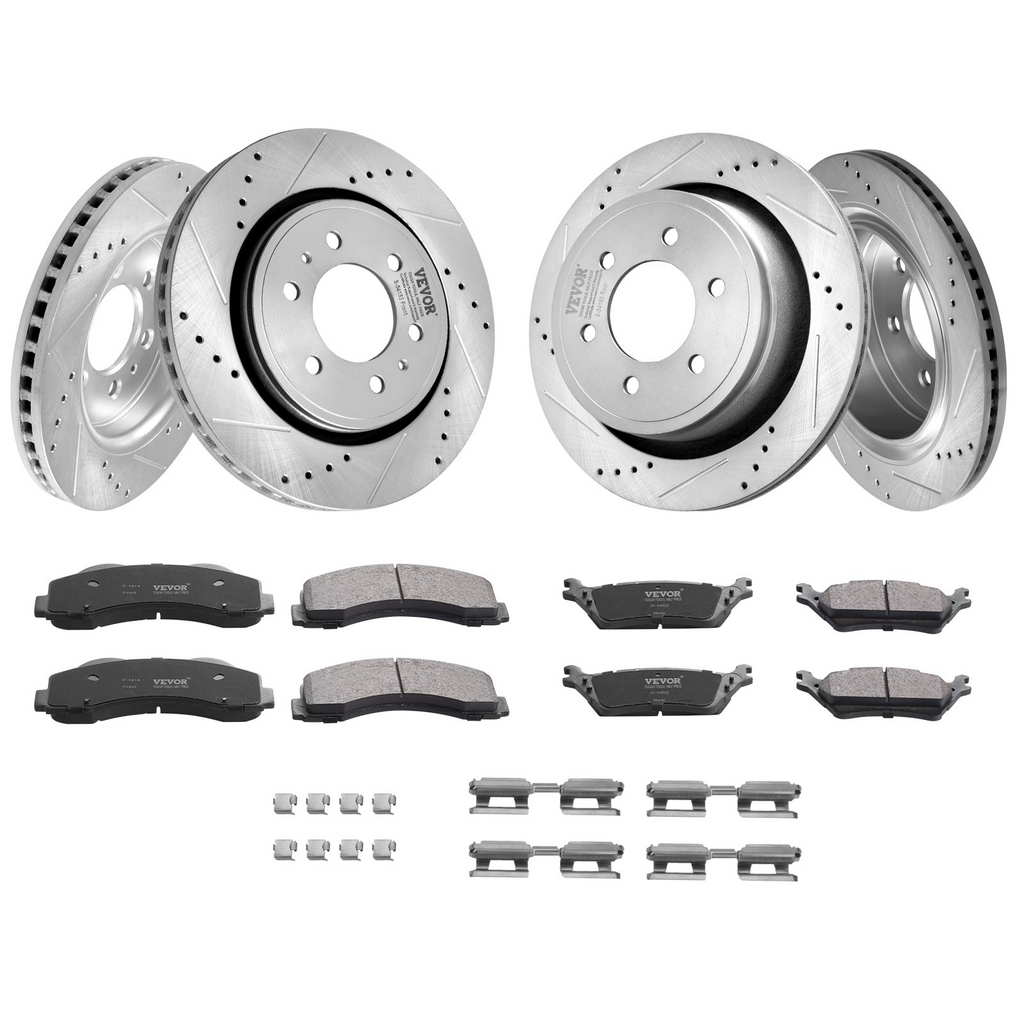 Kit de pastillas de freno delanteras y traseras ranuradas y perforadas VEVOR para Ford F-150 2012-2020