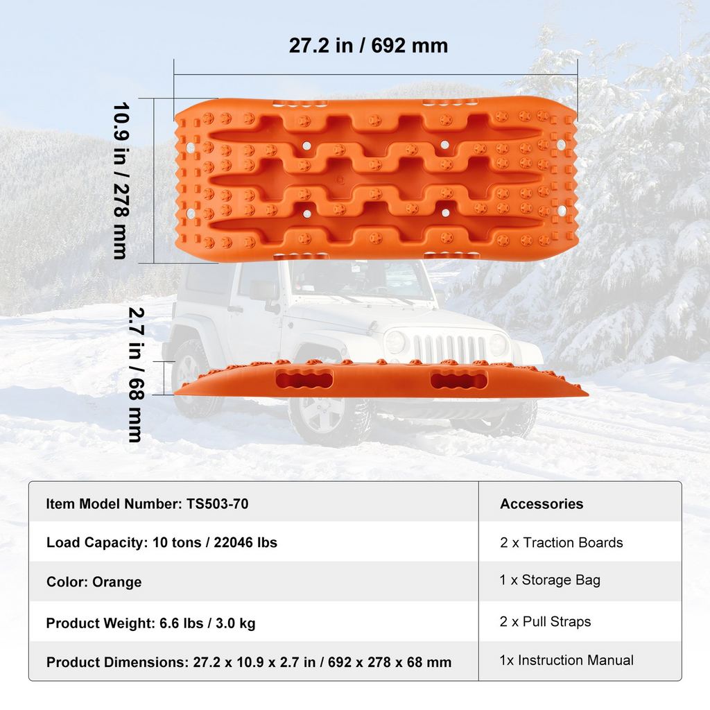 VEVOR 2 piezas de tablas de tracción con PP para barro nieve arena bolsa de almacenamiento corta naranja