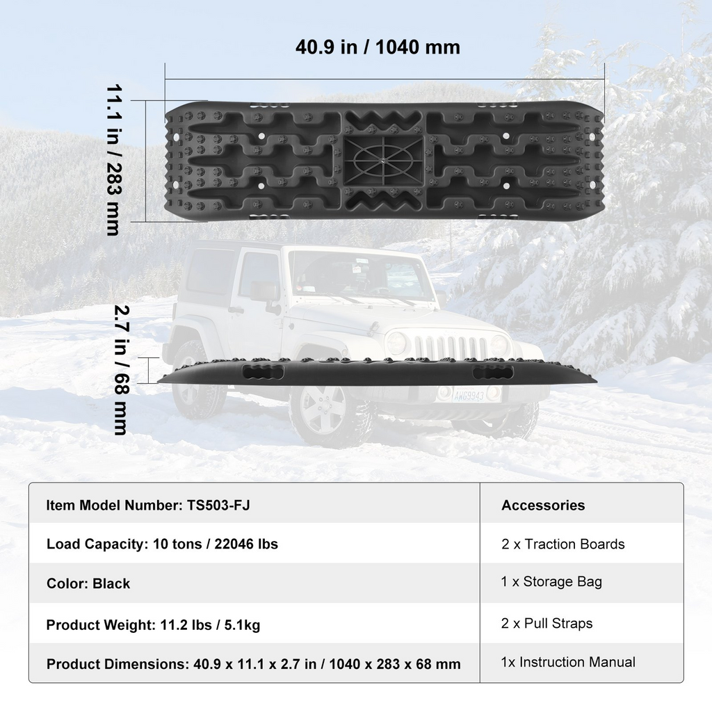 VEVOR 2 piezas de tablas de tracción con PP para barro nieve arena bolsa de almacenamiento larga negra