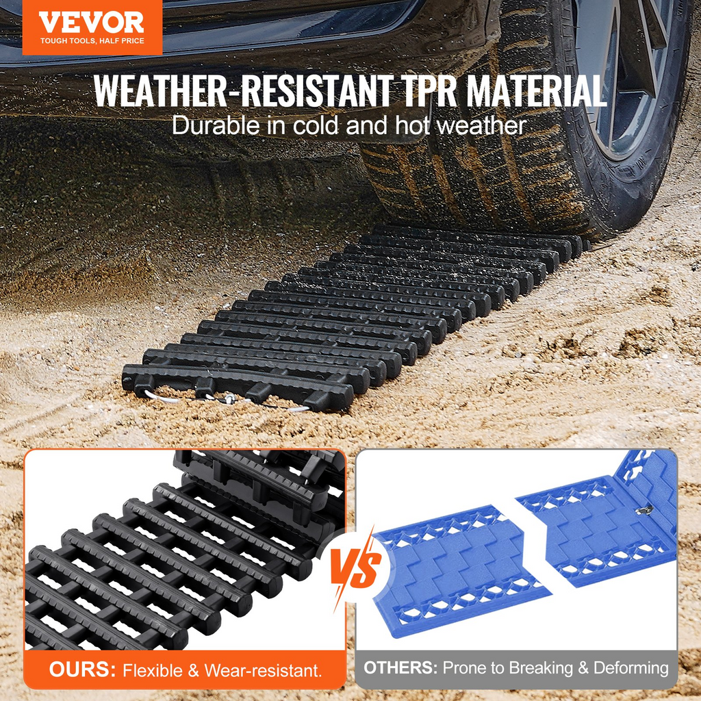VEVOR 2 piezas de tablas de tracción con TPR para bolsas de almacenamiento de arena nieve y barro cortas color negro