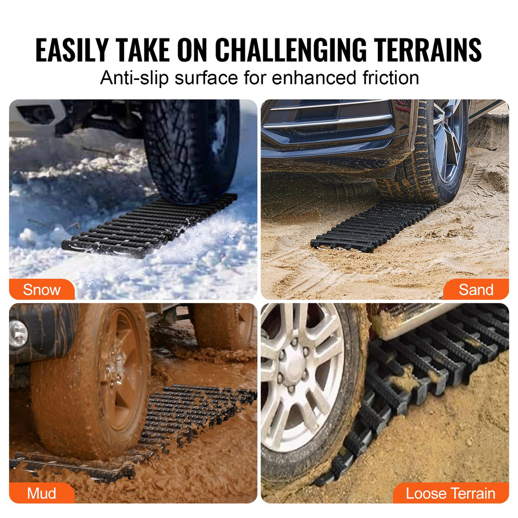 VEVOR 2 piezas de tablas de tracción con TPR para bolsas de almacenamiento de arena nieve y barro cortas color negro