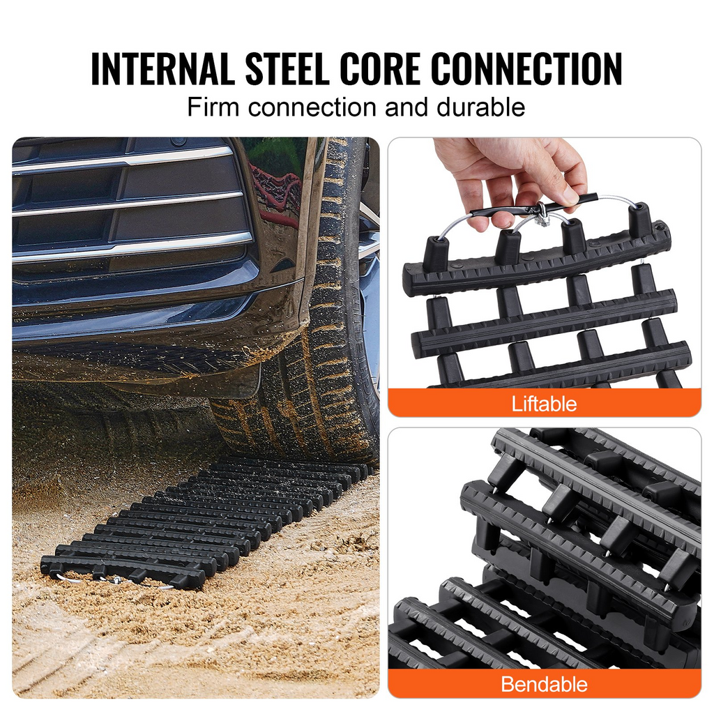 VEVOR 2 piezas de tablas de tracción con TPR para bolsas de almacenamiento de arena nieve y barro cortas color negro